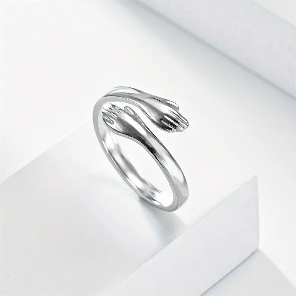 

Кольцо-объятие из нержавеющей стали - Регулируемый шикарный открытый дизайн для пар, Идеально для повседневной носки и особых случаев resizable