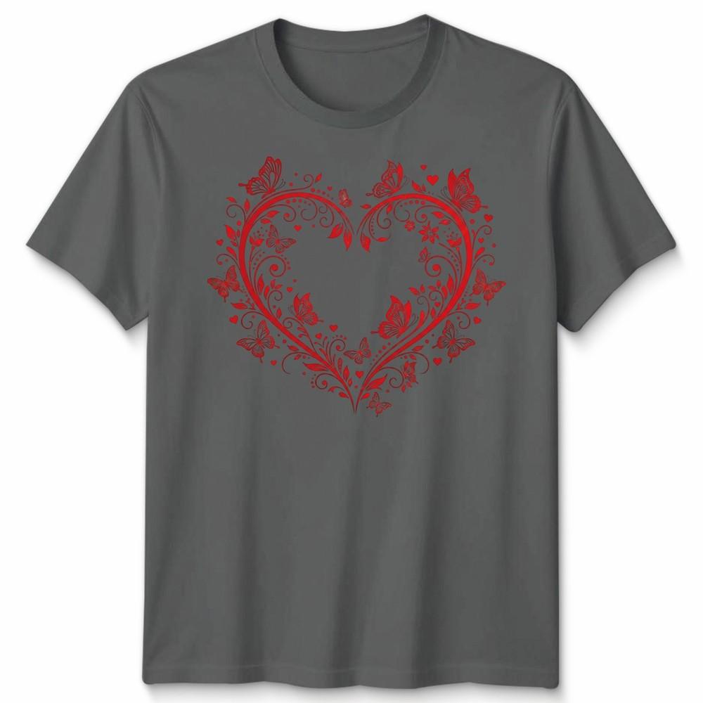 Filigree Heart Butterfly Valentines Day Occasions Unisexs Unisexs Graphic Tee