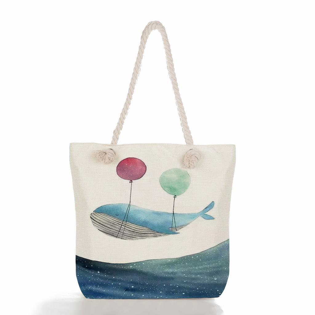 Wal-Mädchen Druck dickes Seil Einzel-Schulter Strandtasche 7271 CLE