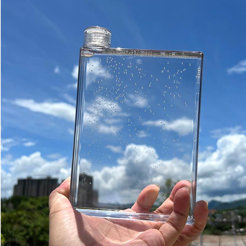 Outdoor Square Water Bottle High Temperature Resistant 500ml Flat Water Cup Transparent Portable белый