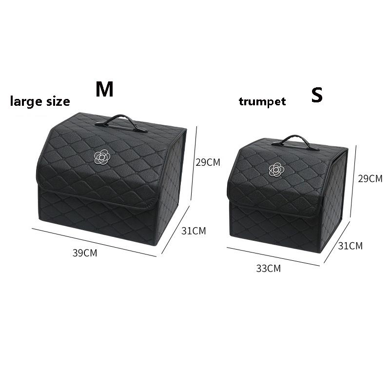 Car Trunk Organizer Box, Large Capacity, Auto Multiuse Tools, Storage Bag, Stowing, Tidying, Leather, Folding for Emergency