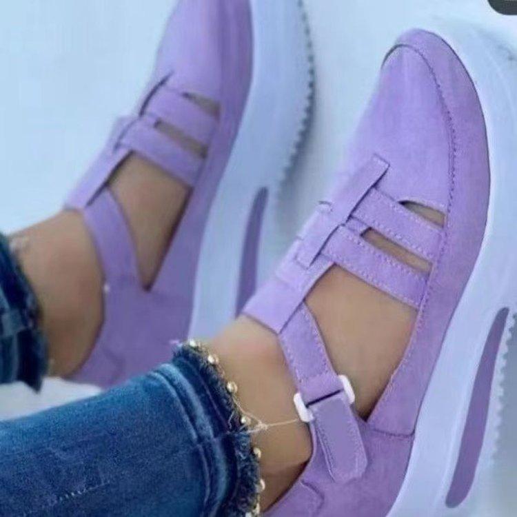 Summer hollow sandals women's platform casual breathable Velcro wedge heel women's shoes