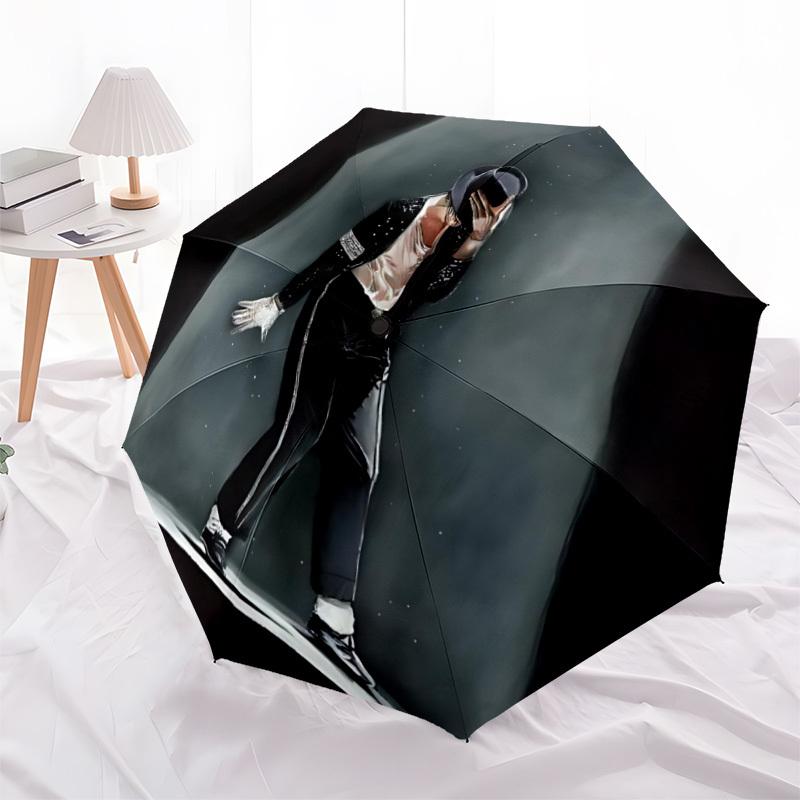 1pc Michael Jackson Dancing Icon Automatic Folding Umbrella - Compact 8-Rib Design, Durable Plastic & Iron, Daily Use F104005