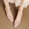 Fashion 2025 Summer New Style Women's French Style Elegant Casual Single Shoe Hollow Breathable Coarse Heeled Comfortable Pointed Pumps