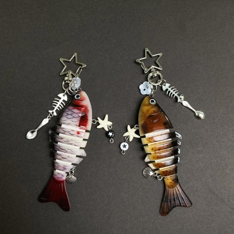Lifelike Moving Fish Lure Keychain Key Holder Decoration For Angling Hobbyists Multidirectional Key Holder Accessory