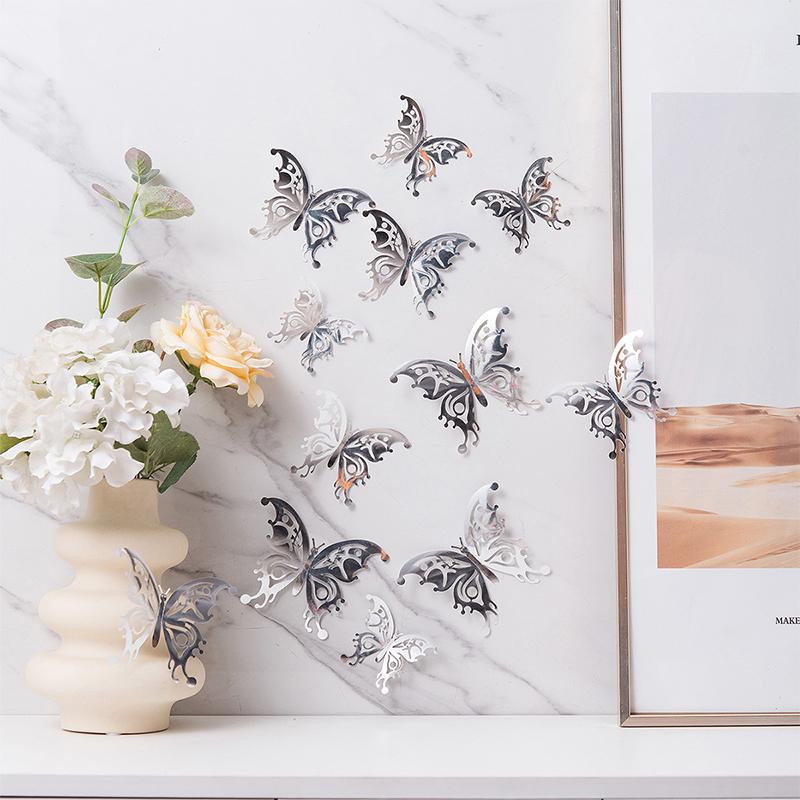 12Pcs/set 3D Hollow Butterfly Wall Sticker for Home Decoration DIY Wall Stickers Modern Wall Art Living Room Decoration