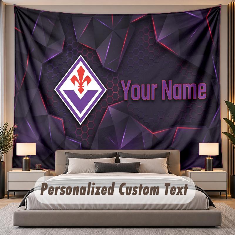Custom Name Text Tapestry Fiorentina FC Personalized Polyester Wall Tapestry For Bedroom And Room