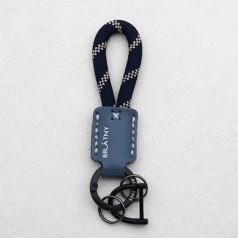 Hand-Woven Cowhide Leather Keychain Pendant with Logo Embossing - High-Quality Anti-Lost Car Lanyard