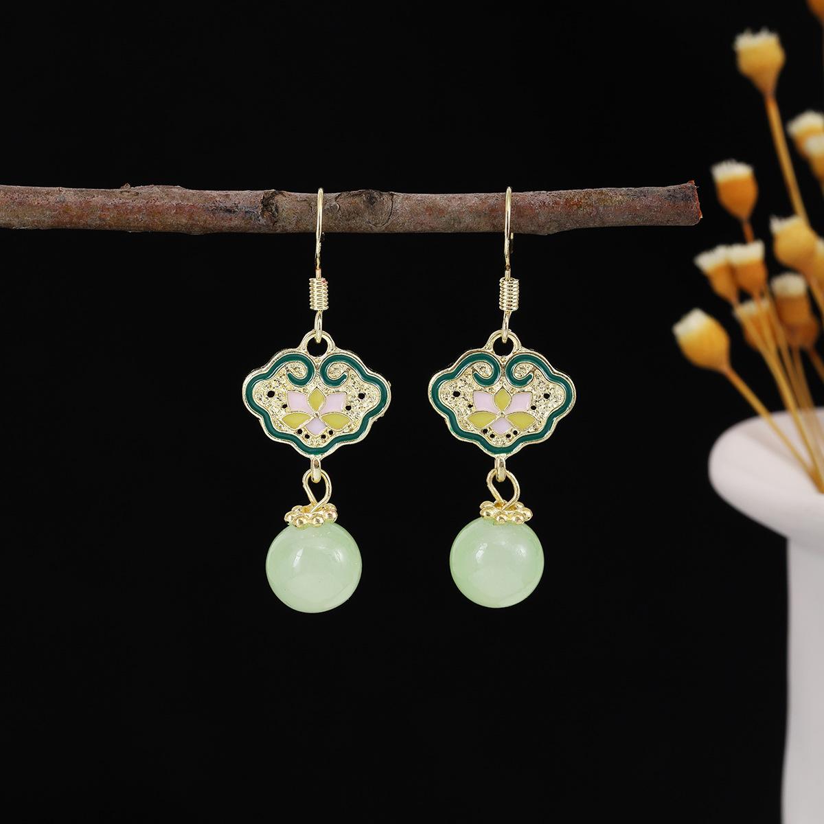 

New Chinese Style Ancient Style National Trend Auspicious Clouds Ethnic Style Hanfu Beaded Earrings