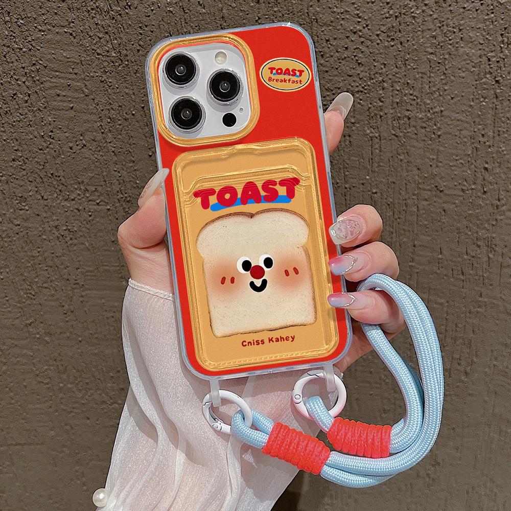Cute Cartoon Phone Case For iPhone 11 Case iPhone 13 12 16 14 15 Pro Max 7 8 Plus XR X XS SE 2 3 Wrist Chain Soft Card Bag Cover