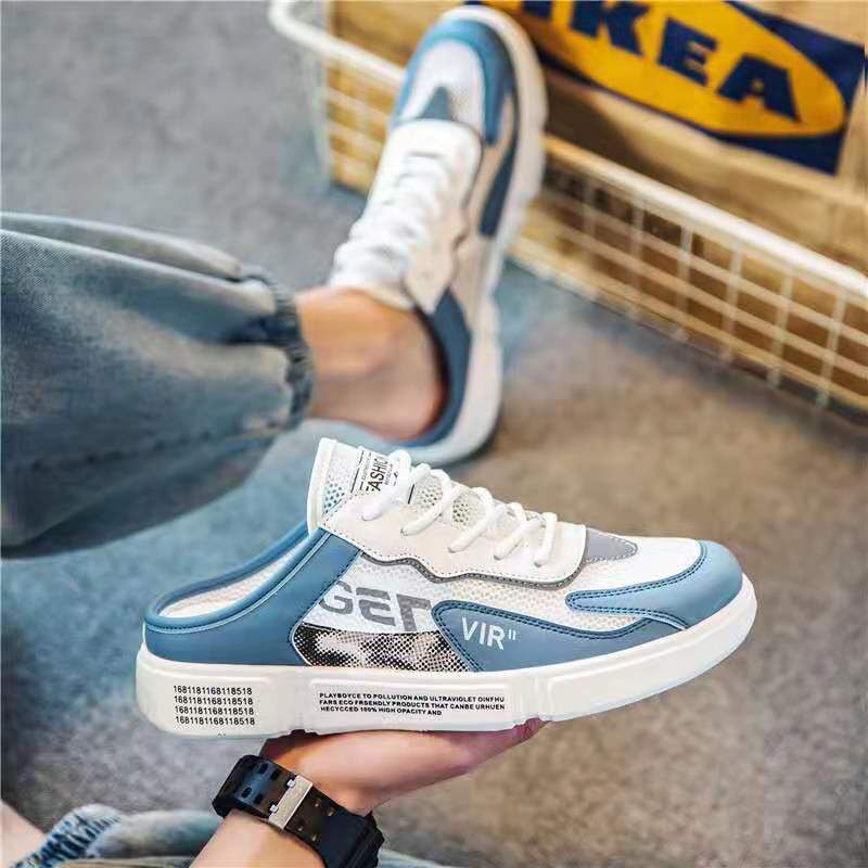 

Мужские парусиновые слипоны Дышащие Летние Офисные Рабочие Низкий Каблук Без Задника Вождение Повседневные Полушлепанцы Удобная Обувь 39 синий