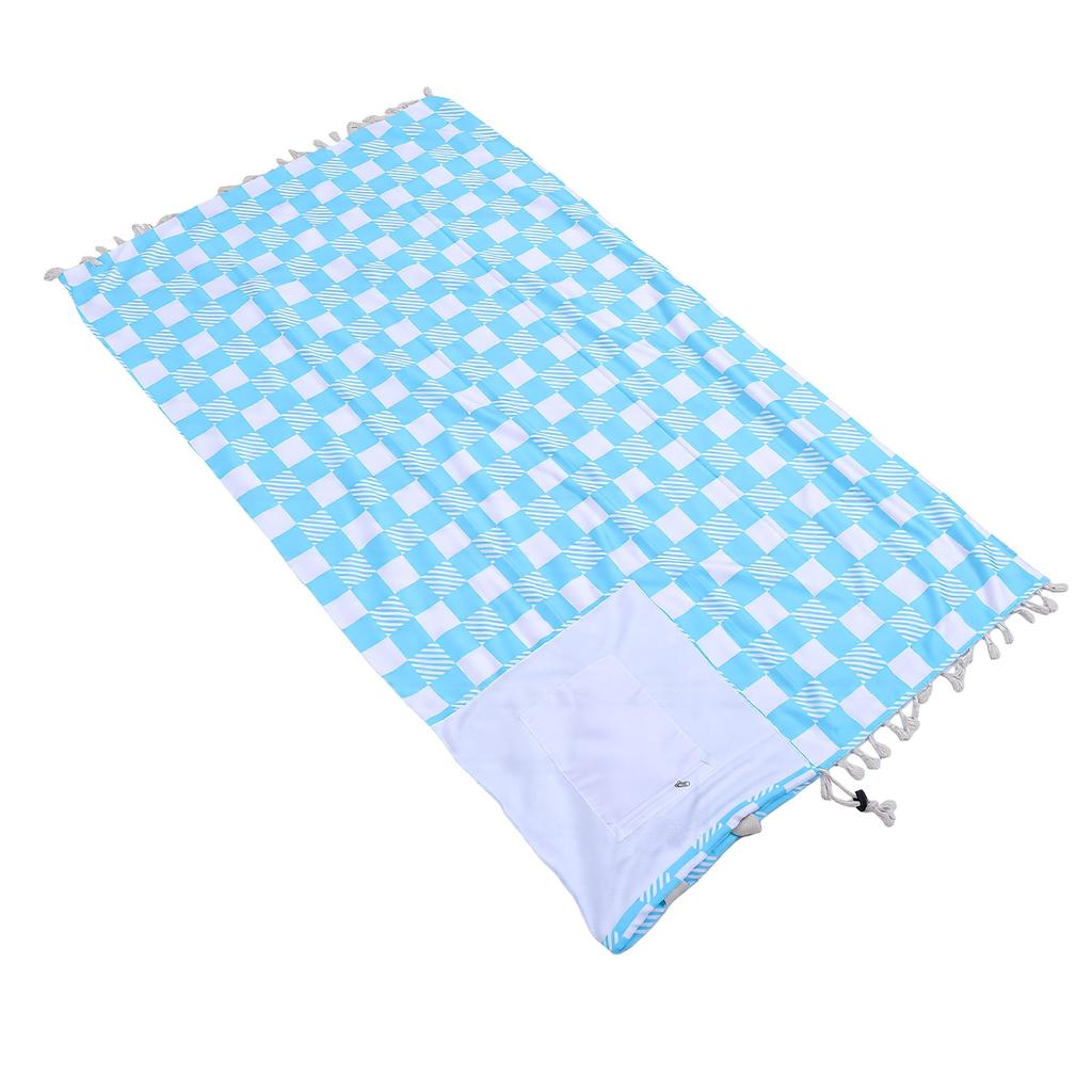 Convertible Beach Towel Bag Lightweight Quick Dry 2 in 1 Beach Towel Backpack for Family Holiday Camping Cyan