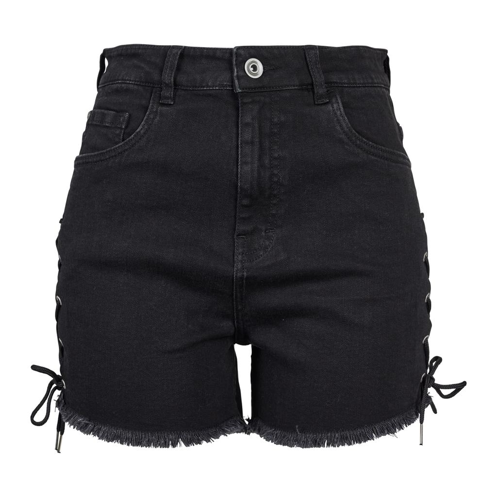 Urban Classics Womens/Ladies Denim Lace Up High Waist Shorts