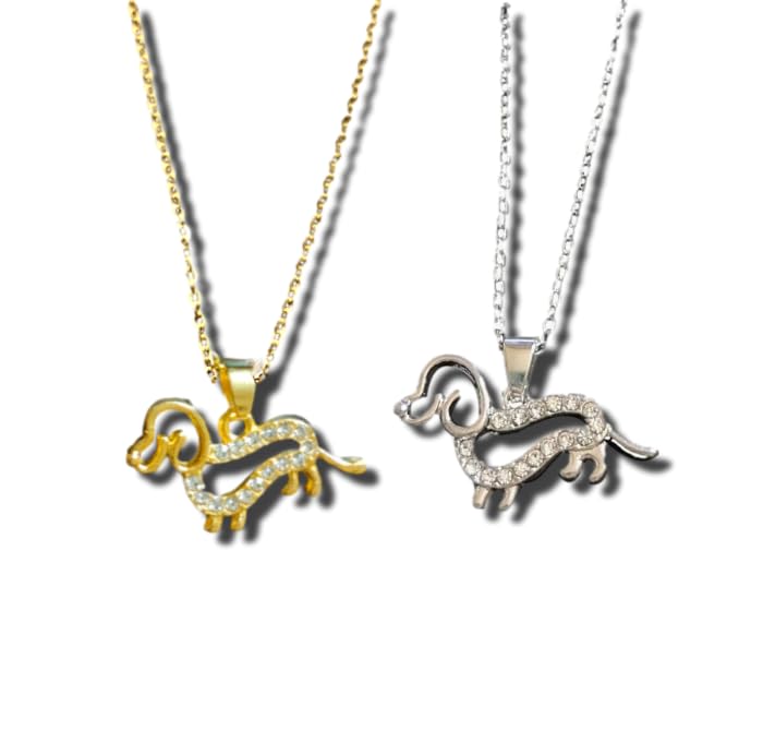 

Matching Dachshund Necklaces for Men and Women in Different Sparkly Miniature Dachshunds Colors,