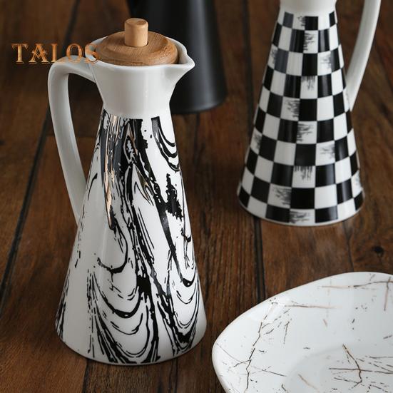 400/800ml Ceramic Oil Dispenser Bottle Dust-proof Design Handmade Ceramics Oil Can for Kitchen Cooking Olive Oil Soy Sauce Vinegar Cruet Storage Jar