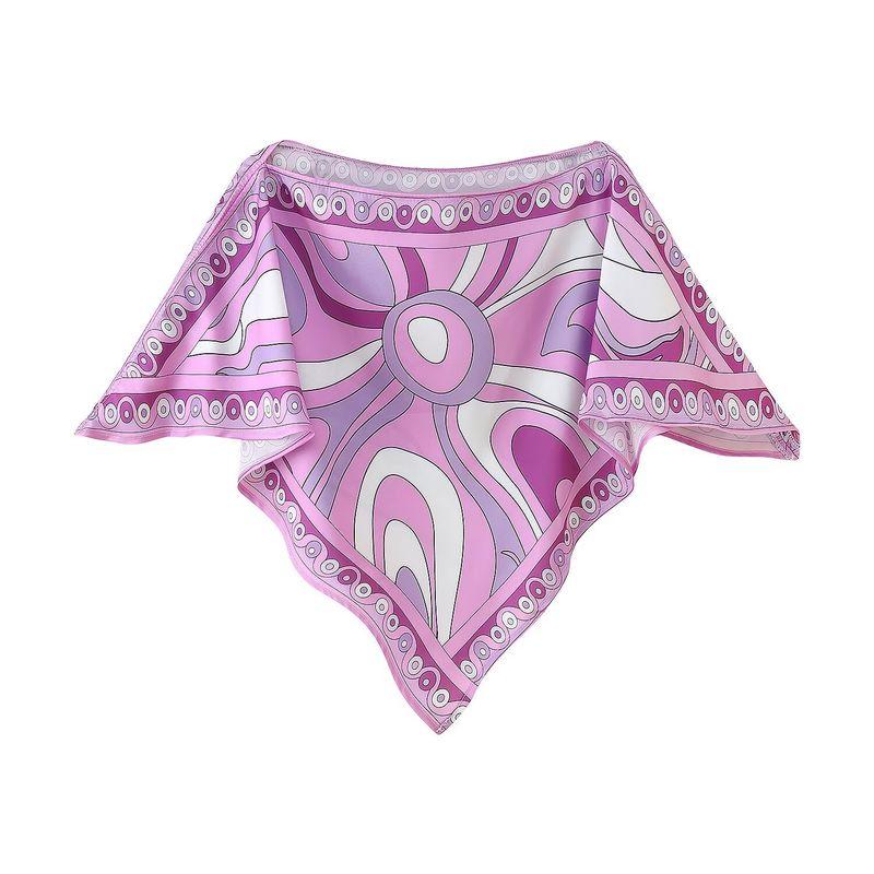 Vacation Style Shawl Decoration Print Tops + Tube Top Backless Print Print Tops + Print High Waist Long Skirt