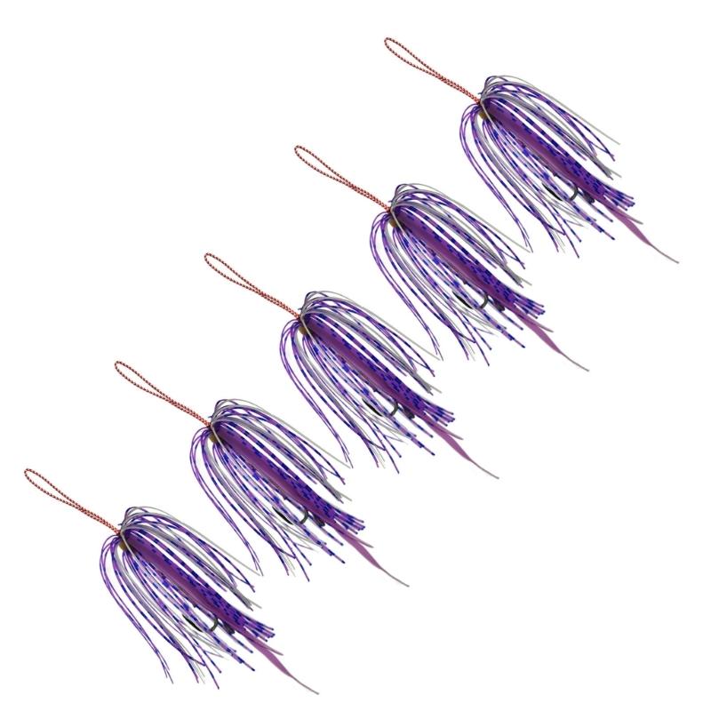 5er Pack Haken aus Kohlenstoffstahl mit doppeltem Jigging-Assist-Haken Salzwasser-Angelhaken Ersatzhaken Vertikale Jigs Köder Hakenset