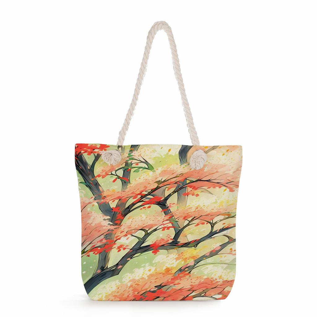 Flower Print Thick Rope Single-shoulder Beach Bag 7318 CLE