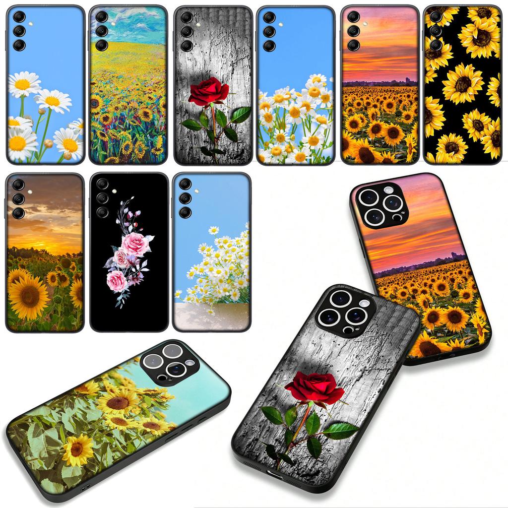 Daisy Sunflower Rose Flower Peony Red for Samsung Galaxy A36 A17 A26 A07 A35 A54 A53 A13 A33 A34 S8 S9 S20 S21 FE S10 Plus Case