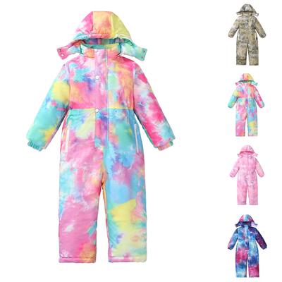 Modieuze Casual Warme Winddichte Ski-overall voor Kinderen Dikke Koudebestendige Jumpsuit met Capuchon