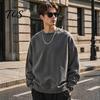 Atmungsaktive Trainingsbekleidung Herren Langarm-Sweatshirt, Locker geschnittener Pullover, Unifarbenes Outdoor-Reisekleidungsstück mit Rundhalsausschnitt für