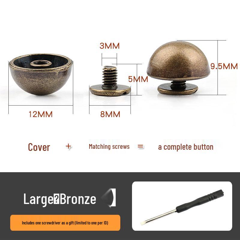 Mushroom Head Decorative Screws and Rivets for DIY Leather Goods and Bags