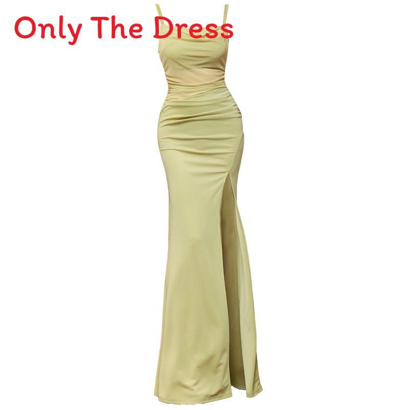 Elegant Long Dress For Women With Slit And Bodycon Fit For Evening Wear