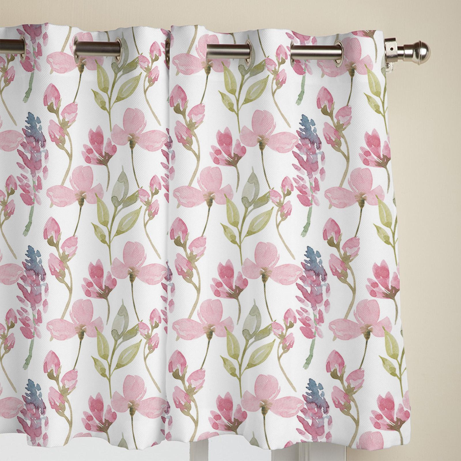 Акварельные пастельные цветы ферма современные оконные шторы для гостиной — фото 5