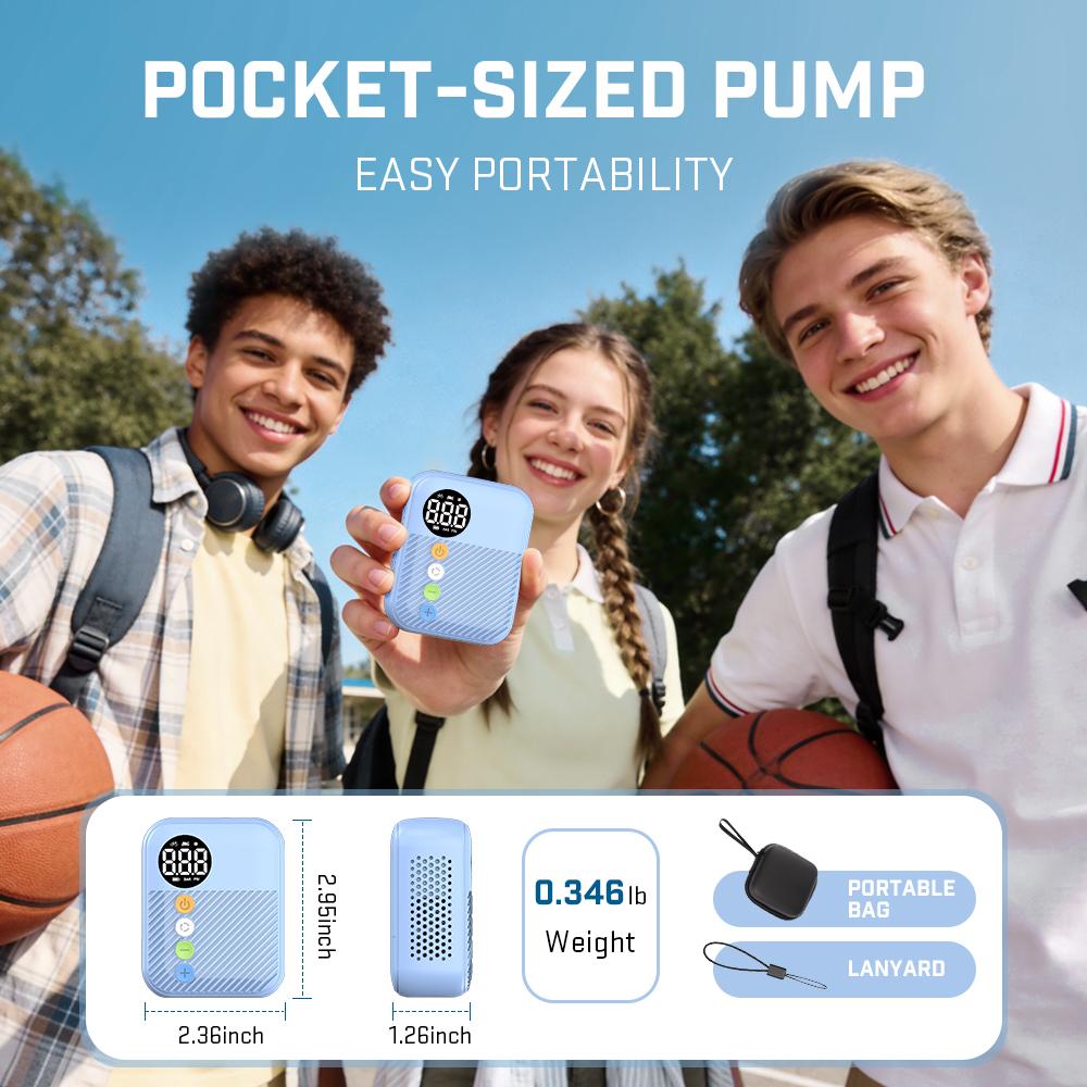 Carsun Portable Mini Electric Bike Pump, Wireless Tire Inflator with 150Psi Max Pressure, 480Mah Battery & Digital Display