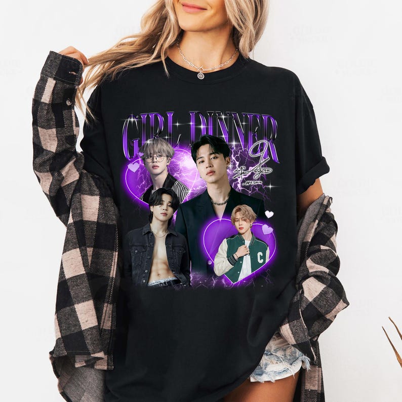 Jimin Park Vintage T-shirt, Girl Dinner Fans Homage Tee Hip Hop Streetwear Oversized Tshirt Short Sleeve Casual Clothing