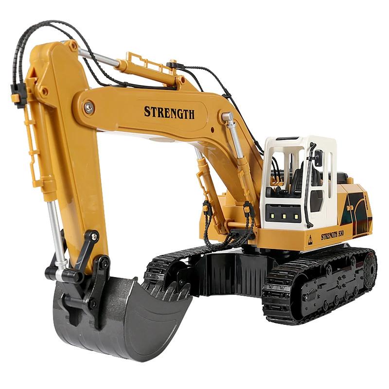 Excavadora de juguete a control remoto para niños con luces música y función de pulverización