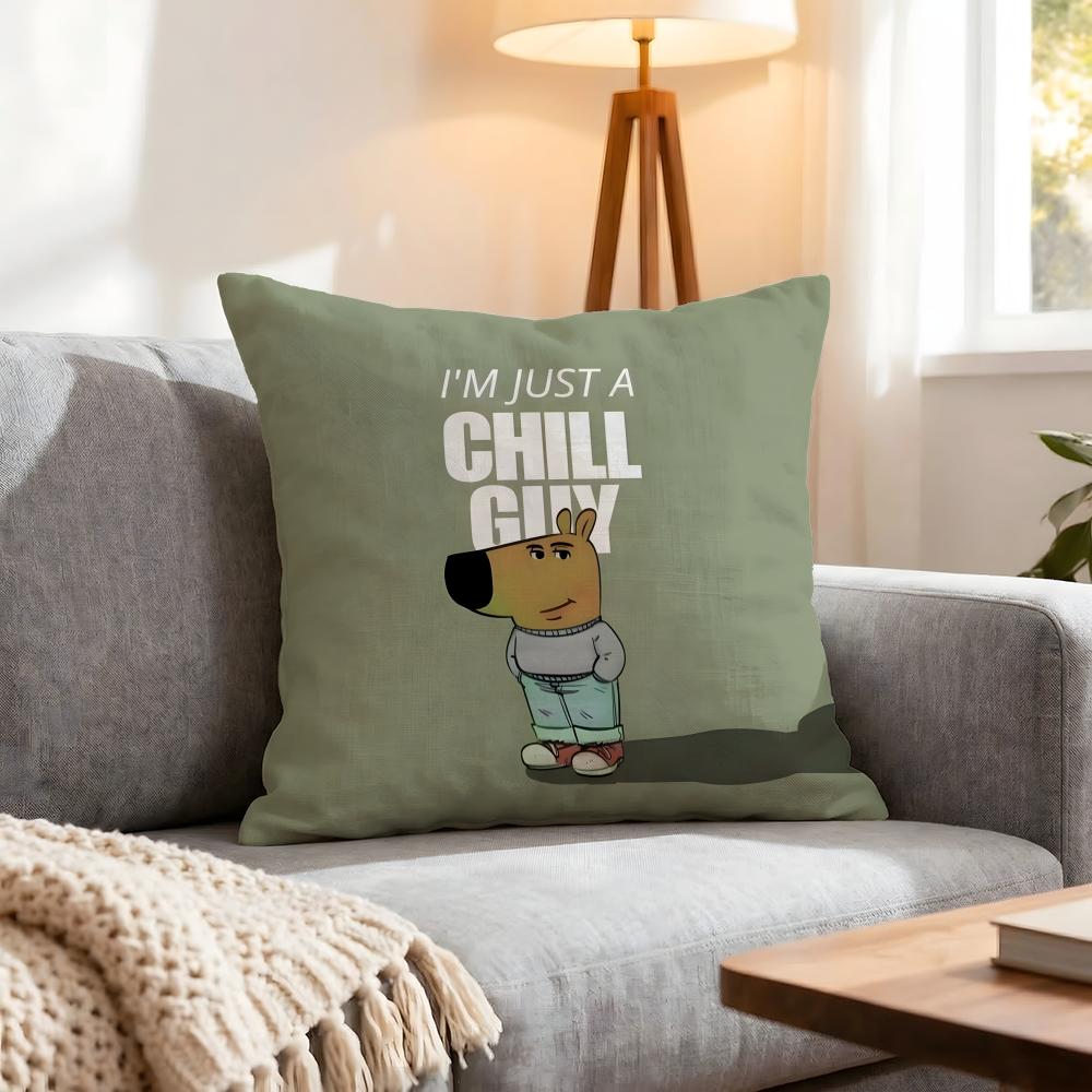 Meme Chill Guy Cushion Cover 1Pcs Decorative Covers Soft Cushion Case For Sofa Couch Decor 40X40 45X45 Pillowcases