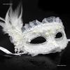 Women's Rhinestone Pearl Lace Half-Face Princess Masquerade Mask for Christmas Party