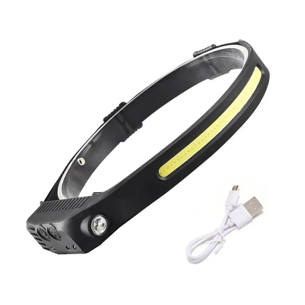 Multi-Functional LED Waving COB Sensing Headlight Outdoor Adventure Riding Night Run Fishing Big Flash Head Light USB Charging