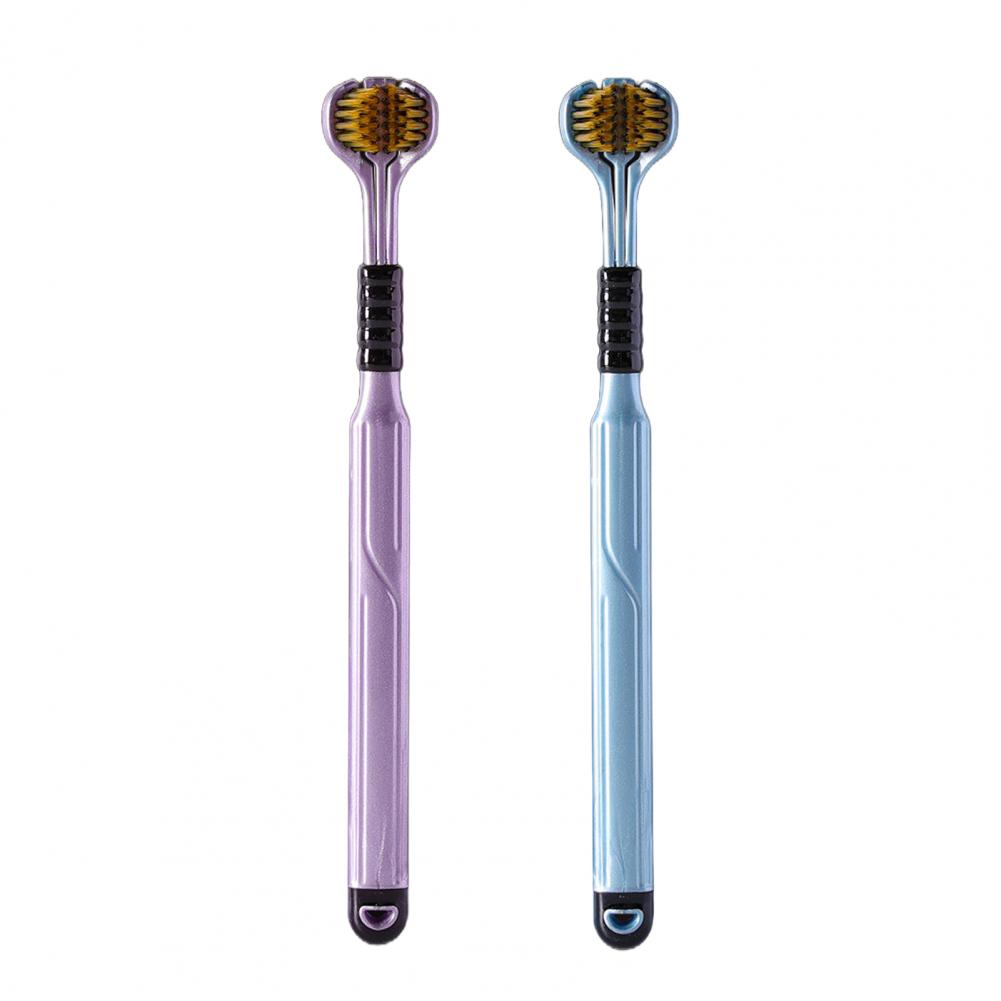 2Pcs Three Sided Toothbrush Soft Bristles Adult Toothbrush Three Sides Travel Toothbrush