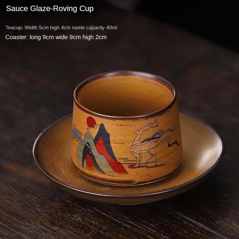 Handmade Ceramic Coffee Mug with Wooden Handle - Retro Tea Cup, Office Water Cup Filter Design, Unique Birthday Gift