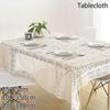 Elegant White Lace Table Cloth Wedding Decor Translucent Table Cover Embroidered Tablecloth Tea Tabl