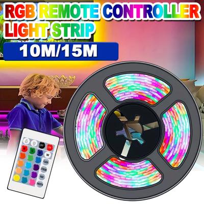 10M/15M USB 2835 LED Strip Light RGB Remote Control Lights Flexible Lamp Tape Ribbon TV Desktop Screen BackLight Diode Tape
