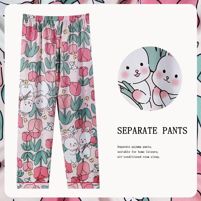 Spring/Summer Retro Floral Print Pajama Pants - Women's Korean Style, Suitable for Casual Wear, Loose Fit, Ideal for Spring and Autumn.