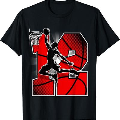 12 Year Old Basketball Theme 12th Birthday Slam Dunk Party T-Shirt