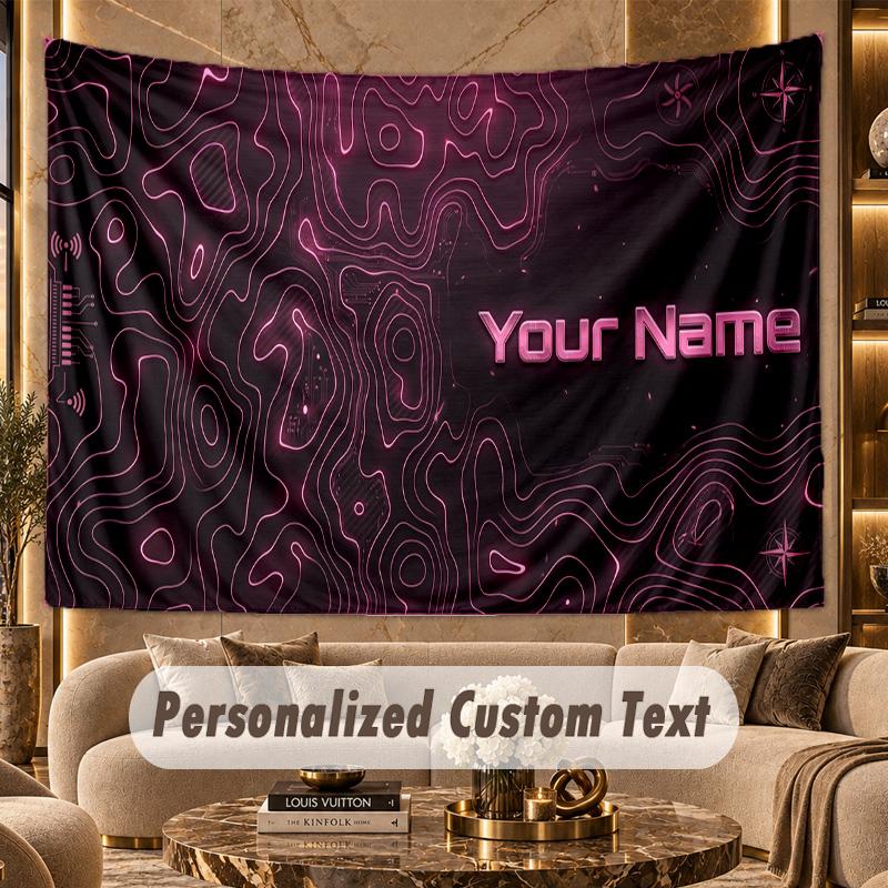 Neon Colorful (54) Theme Personalized Tapestry Custom Name Text Wall Hanging Tapestry Home Background Decoration