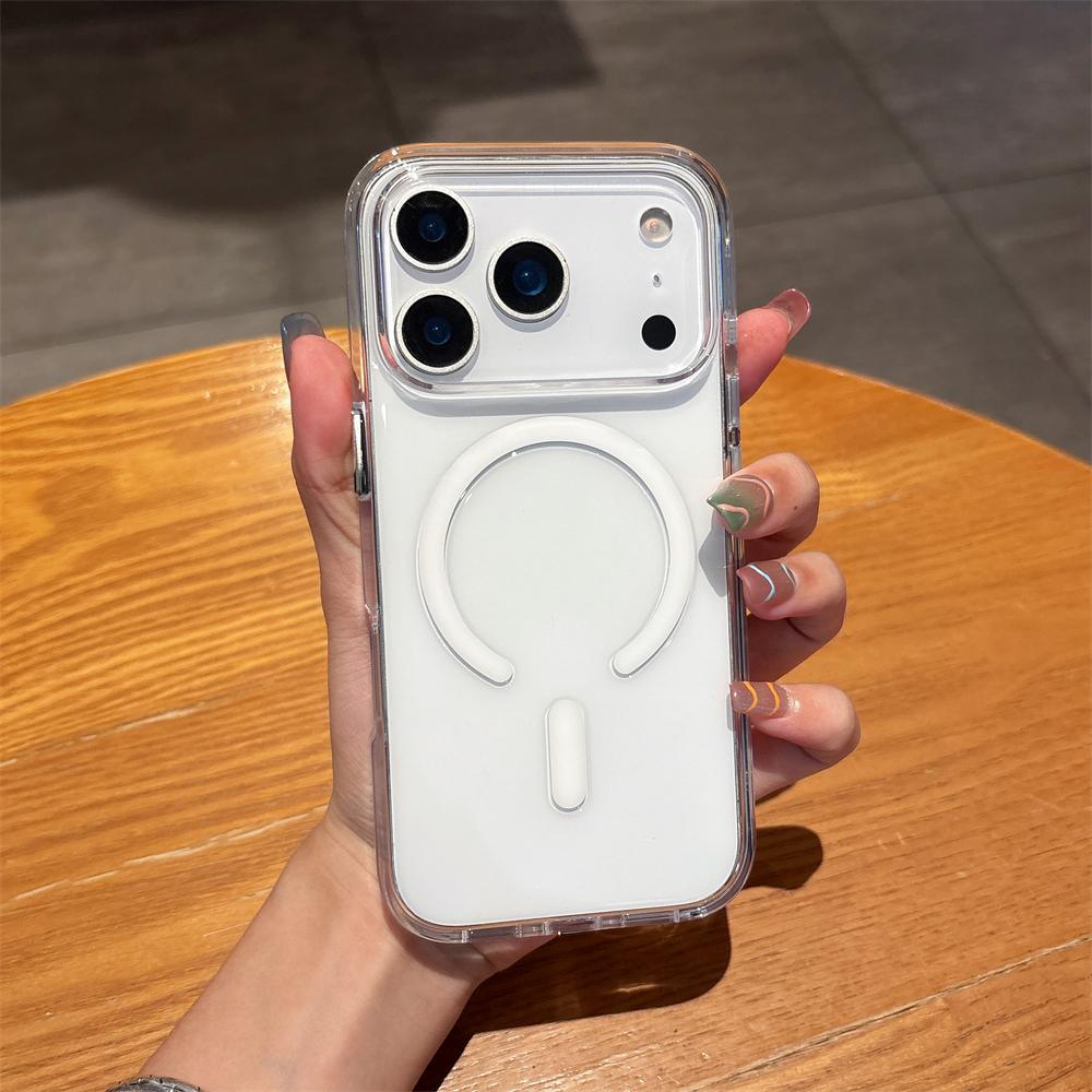 Transparent for Magsafe Hard PC Case for iPhone 17 Pro Max Air Magnetic Wireless Charging Candy Color Clear Ultra Slim TPU Cover