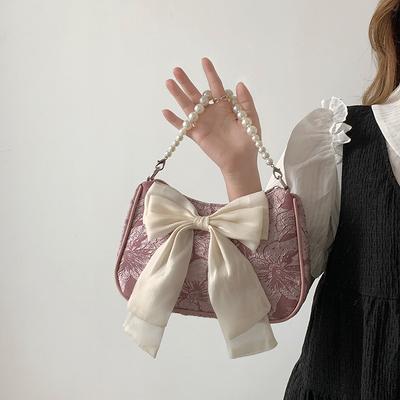 Shoulder Bag for Women with Niche Design Pearl Shoulder Strap Bag for Women New Style Bow Hand Crossbody Bag Armpit Bag
