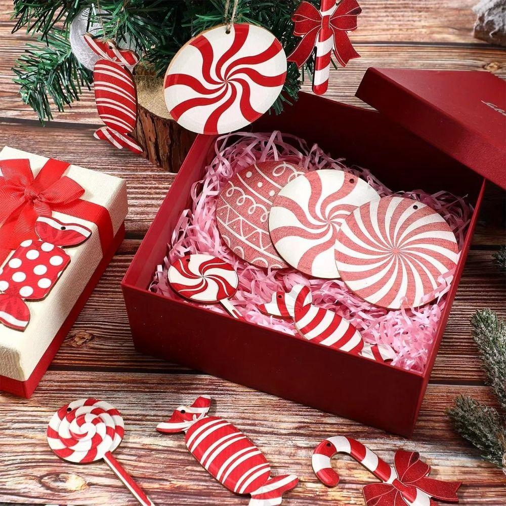 20Pcs Red Christmas Tree Decoration Gift Candy Cane Decoration New Xmas Pendant  Christmas
