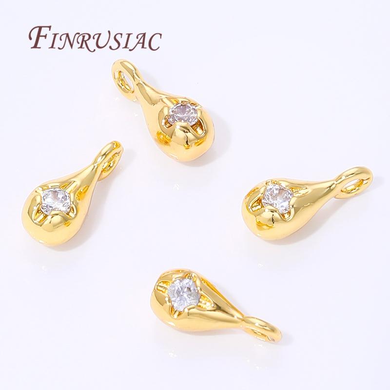 11x5mm 18K Gold Plated Drop Pendants For Jewelry,Brass with Zircon Charms For Bracelets Making Accessories,DIY Earrings Findings