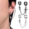 Titanium Steel Tassel Cross Dangle Earrings Women Ear Clip Korean Stud Earrings Men Ear Cuff