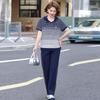 Stylish Summer Sportswear Set for Middle-aged Women - Ice Silk Short-sleeve Top & T-shirt Combo