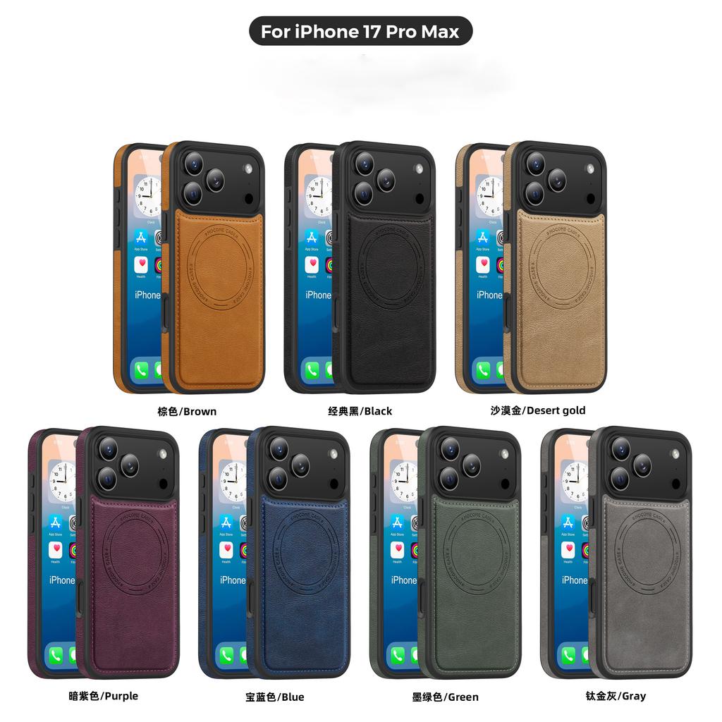 Business Leather Texture ForMagsafe Matte Case ForiPhone 17 Air 16 16E 15 14 12 13 11 Pro Max Plus Magnetic Shockproof Cover