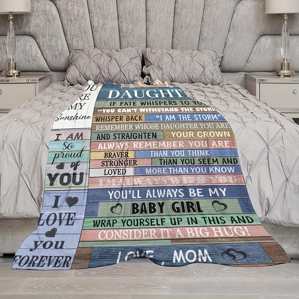 Flannel Blanket To My Daughter Printed for Kids Bedroom Decoration Warm Soft Comfertable Blanket for Sofa Chair