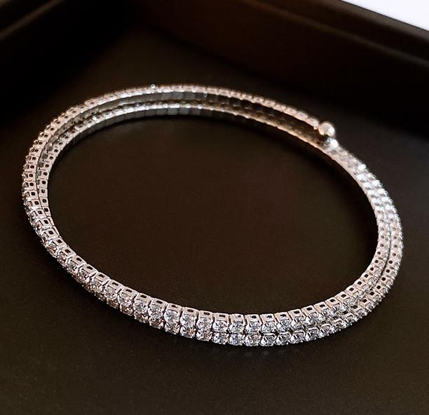 Adjustable Zircon Stone Bangle Bracelet With Geometric Design For Women Fashion Accessories SilverBracelet